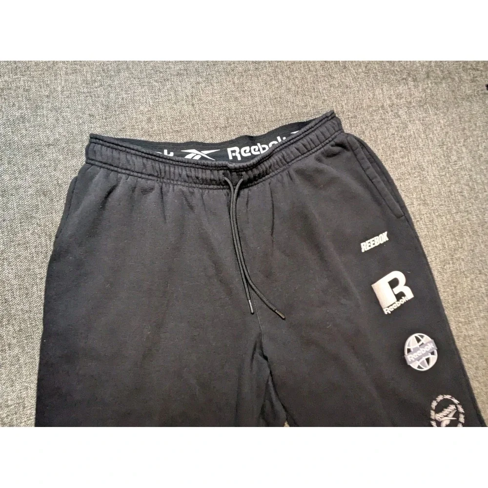 Reebok Men's Sweatpants XL Black Y2K Throwback Logo's Athletic Joggers Pants